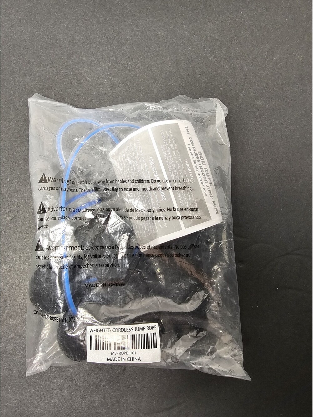 Weighted Cordless Jump Rope BOD Rope Indoor Fitness New Sealed